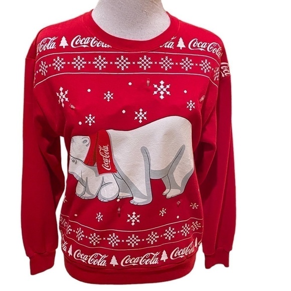 Coca-Cola Polar Bear Crew Neck Light Up Festive Sweatshirt Size XS. 2022 - Picture 5 of 16